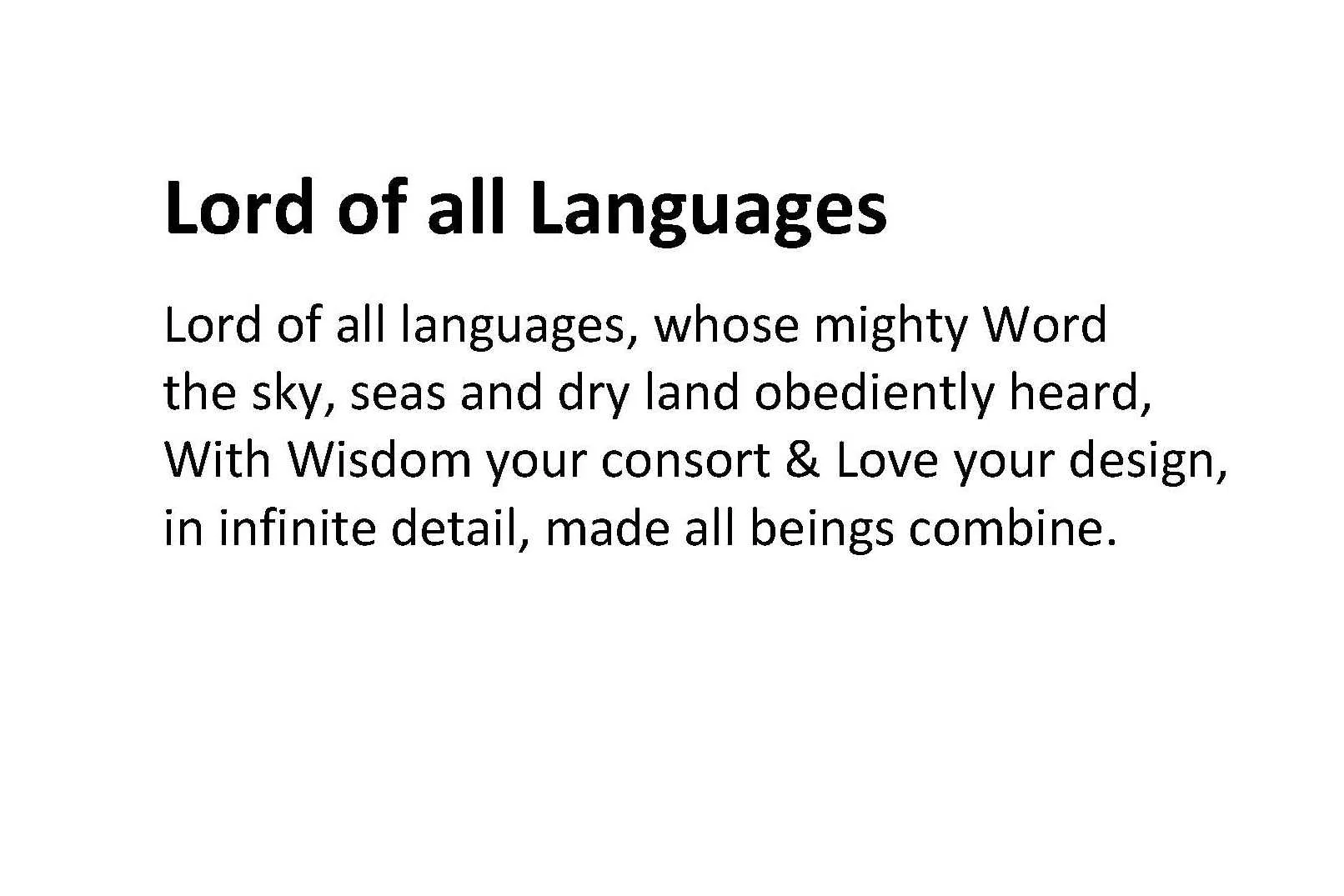 Lord of all Languages – hymn